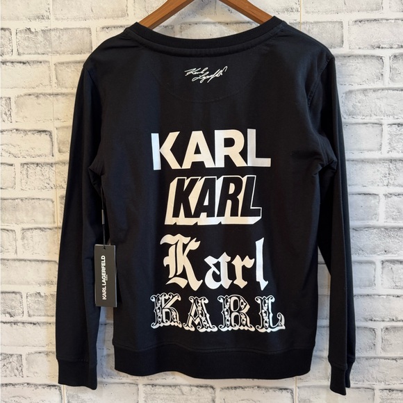 Karl Lagerfeld Tops - NWT! Women’s Karl Lagerfeld Paris black crew neck lightweight sweatshirt XS $69